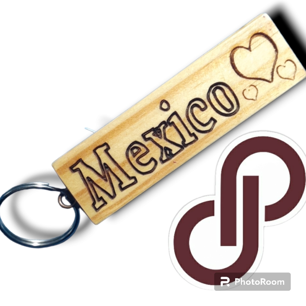 Souvenir Laser engraved wooden keychain " MEXICO"  COD/W-70
